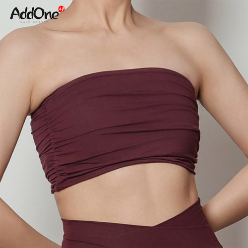 普拉提红色抹胸瑜伽服带胸垫