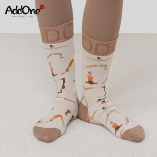 AddOne+1 瑜伽体式原创设计防滑袜中长袜保暖运动蕾丝瑜伽袜