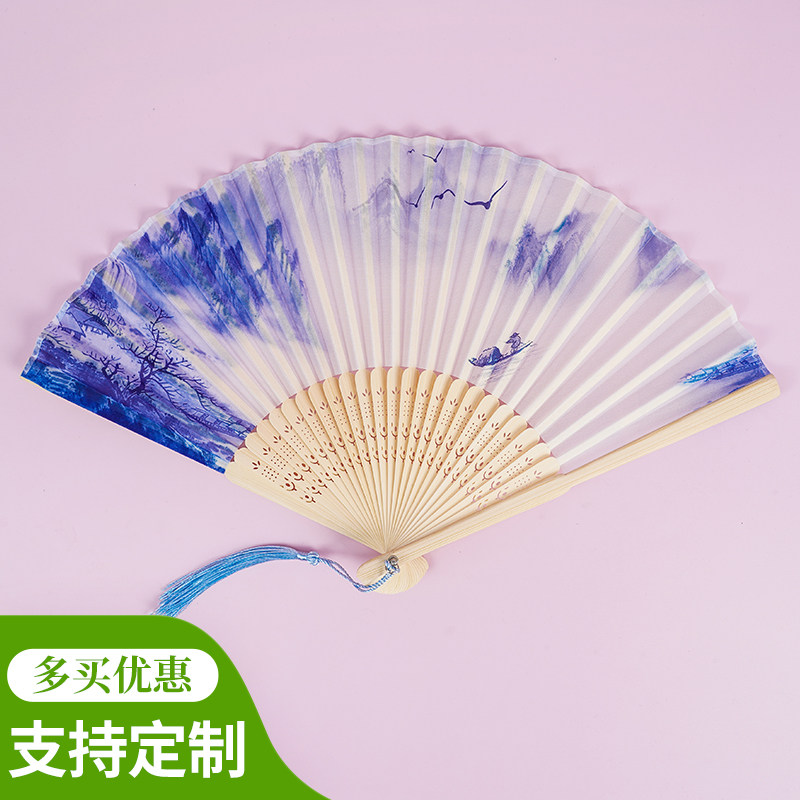 古风汉服女士旗袍小折叠扇子图片
