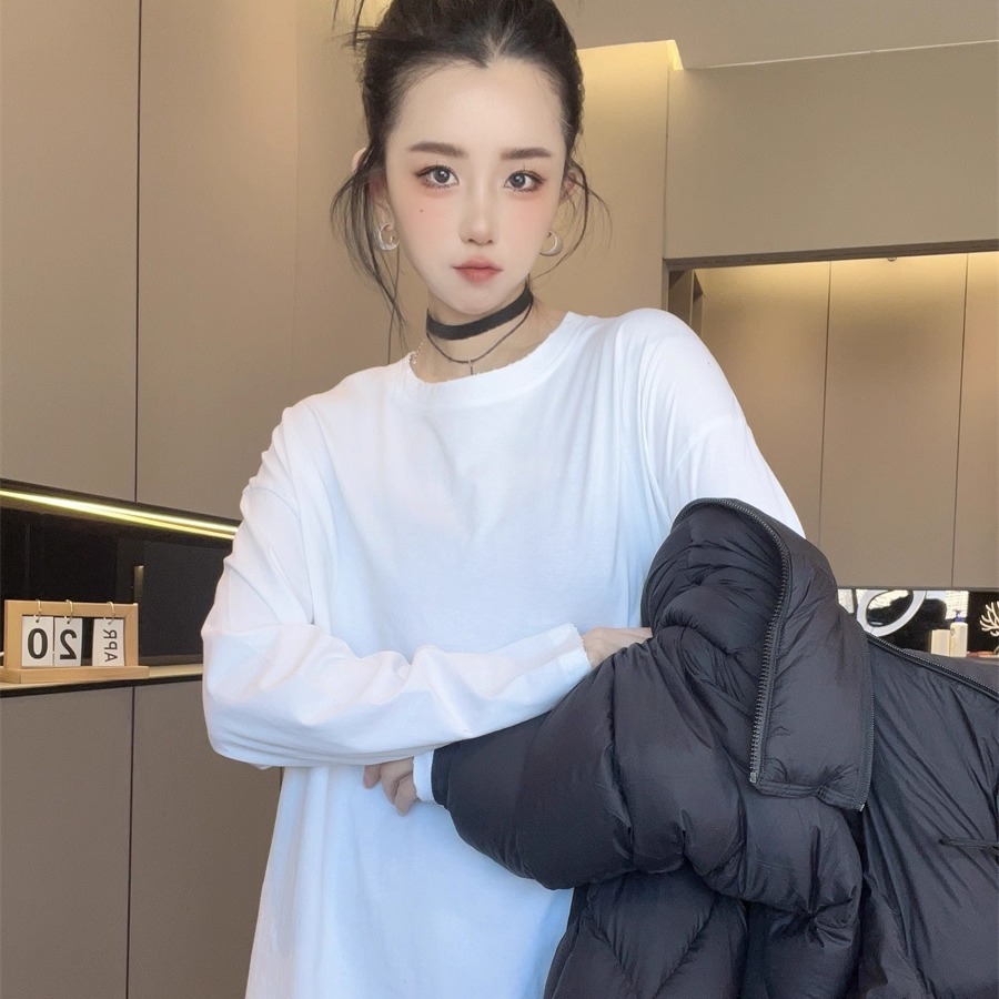 长袖T恤女款2025新款秋冬纯色