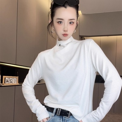 半高领长袖T恤女2025新款