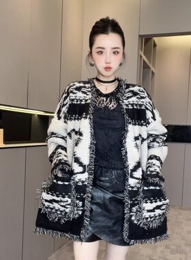 毛边针织毛衣开衫女2025新款