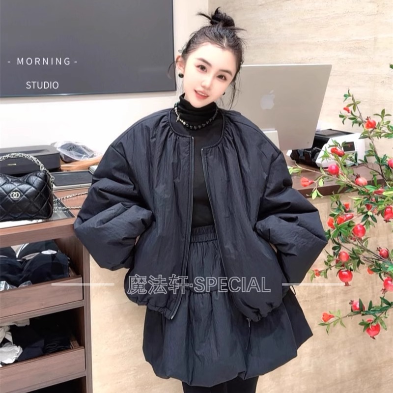 极简棉服套装两件套欧洲站女装