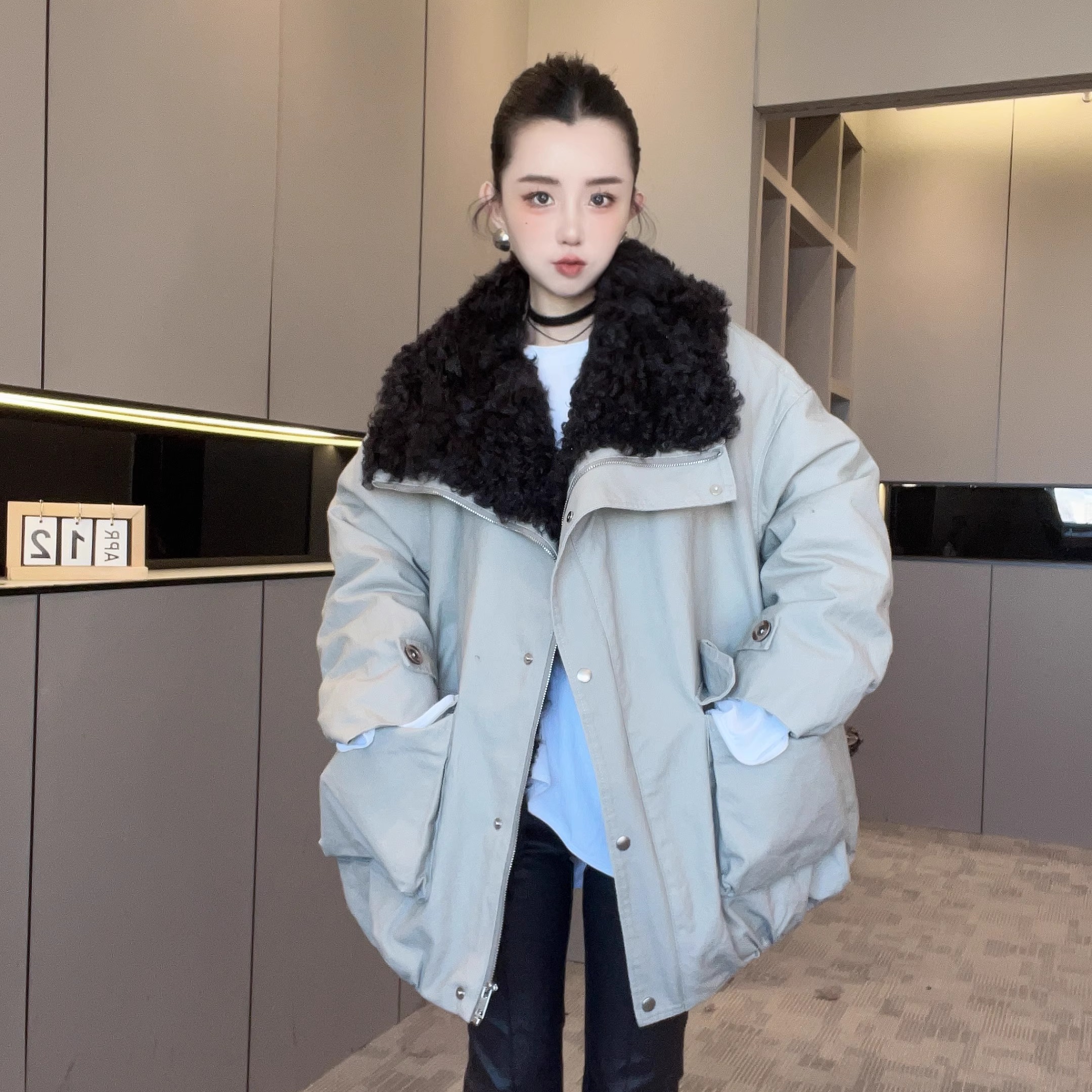 中长款派克服羽绒服女款