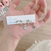 女 不对称线条音乐小猫原创潮流设计款 可爱猫咪耳钉2025年新款 爆款