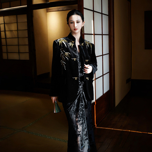 店主自留国风鼎级真丝钻石丝绒金竹刺绣西装 东方境 澄渔高定