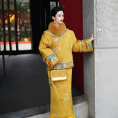 澄渔高定 重磅三醋酸刺绣狐狸毛90白鹅羽绒套装 凤栖金阙 新中式