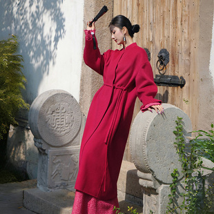 矜贵全手盘扣超鼎级100%幼羔羊毛大衣 新中式 澄渔高定 锦绣璎珞