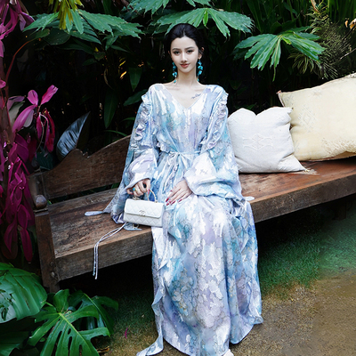 澄渔高定新中式剪花长款连衣裙