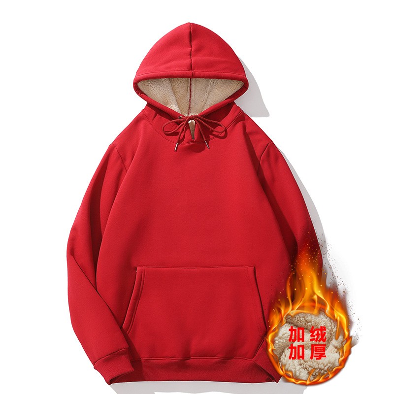 秋冬加绒重磅圆领男大码套头卫衣