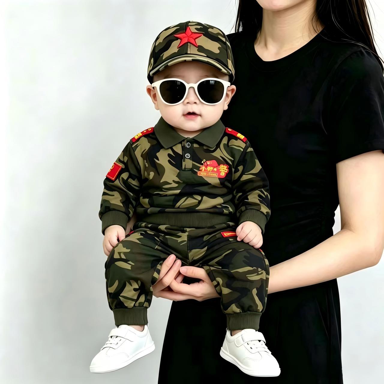 儿童迷彩服套装男女童学生幼儿园孩子运动军训服演出服春秋两件套