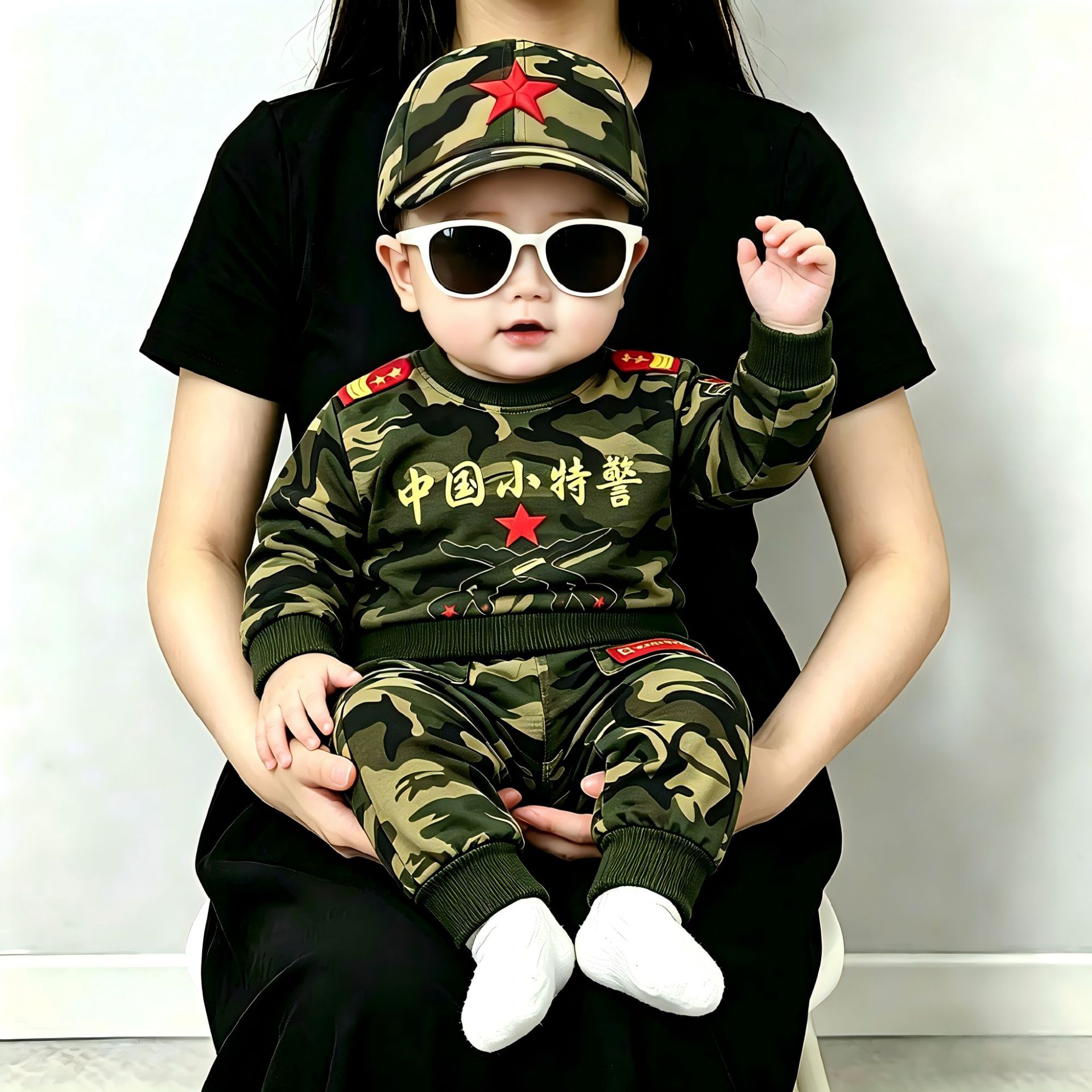 儿童迷彩服套装男女童学生幼儿园孩子运动军训服演出服春秋两件套