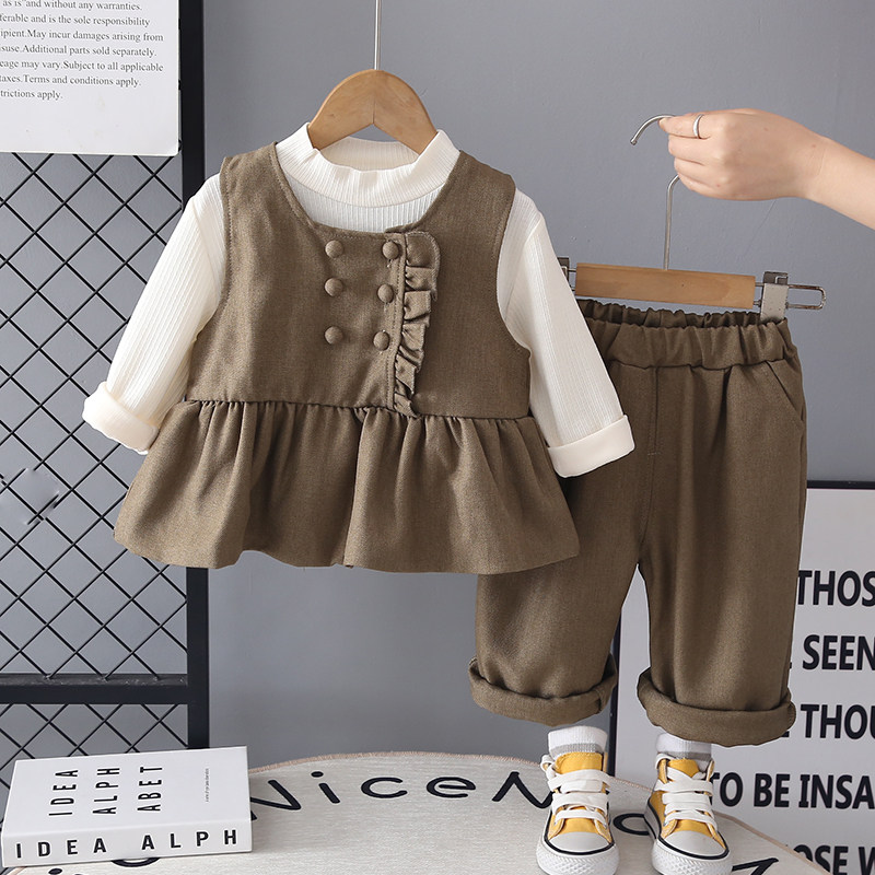 婴儿衣服春季时髦洋气长袖阔腿裤套装7八9十个月一岁女宝宝春秋装