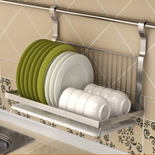 厨房置物架盘子沥水架壁挂式 碗碟架不锈钢墙上厨具收纳挂架挂钩