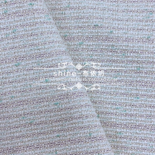 意产外贸春夏绿紫色亮丝粗花呢粗纺面料小香风外套连衣裙服装布料