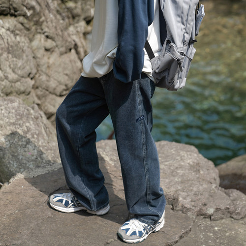 GOGOSOON牛仔裤男380g新款2025春秋直筒宽松阔腿复古水洗青少年感