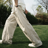 215g男生刺绣直筒冰感舒适半松紧阔腿长裤 休闲裤 新款 GOGOSOON夏季