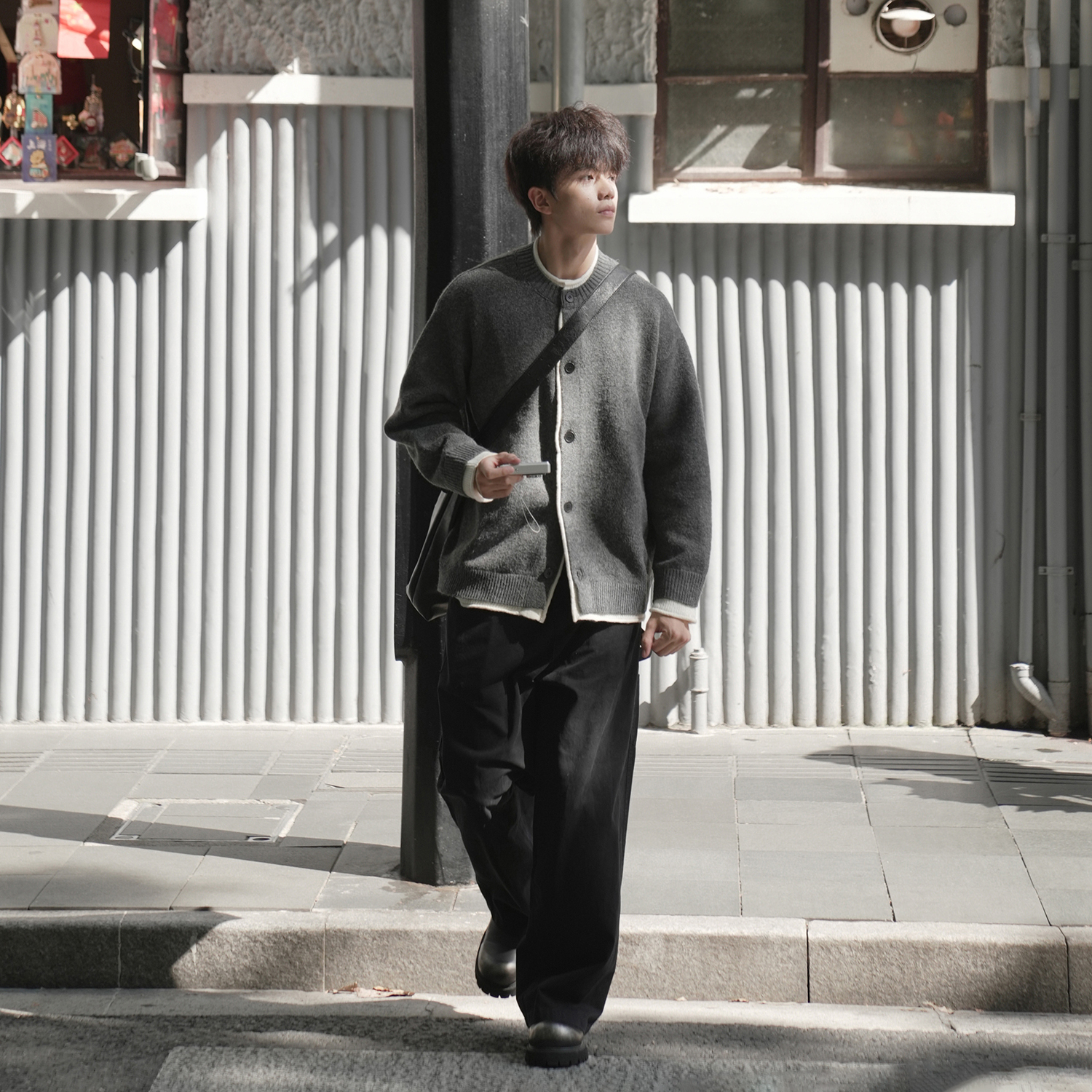 GOGOSOON老钱风 毛衣男新款2025秋冬外套针织衫假两件上衣开衫潮