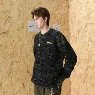 圆领重磅包芯纱金属标宽松线衣潮Q 男士 GOGOSOON毛衣冬季 新款