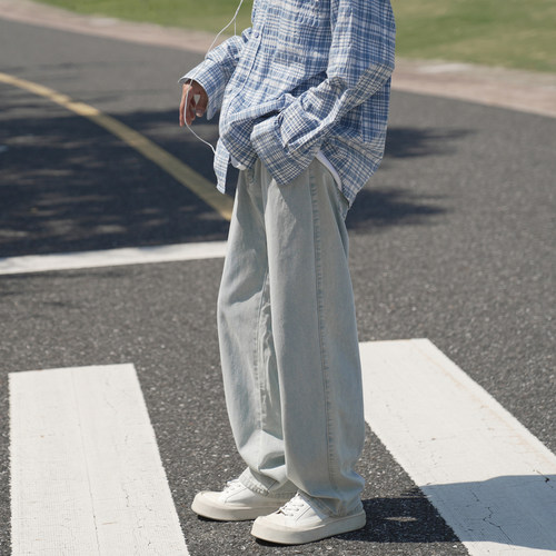 GOGOSOON牛仔裤男新款2025春秋直筒宽松美式潮流复古水洗长裤子潮