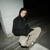 GOGOSOON卫衣冬季 杨旭文同款 男连帽字母刺绣加绒拉链外套Q