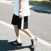 GOGOSOON夏季 280g直筒宽松侧条纹百搭系带休闲五分裤 新款 男短裤