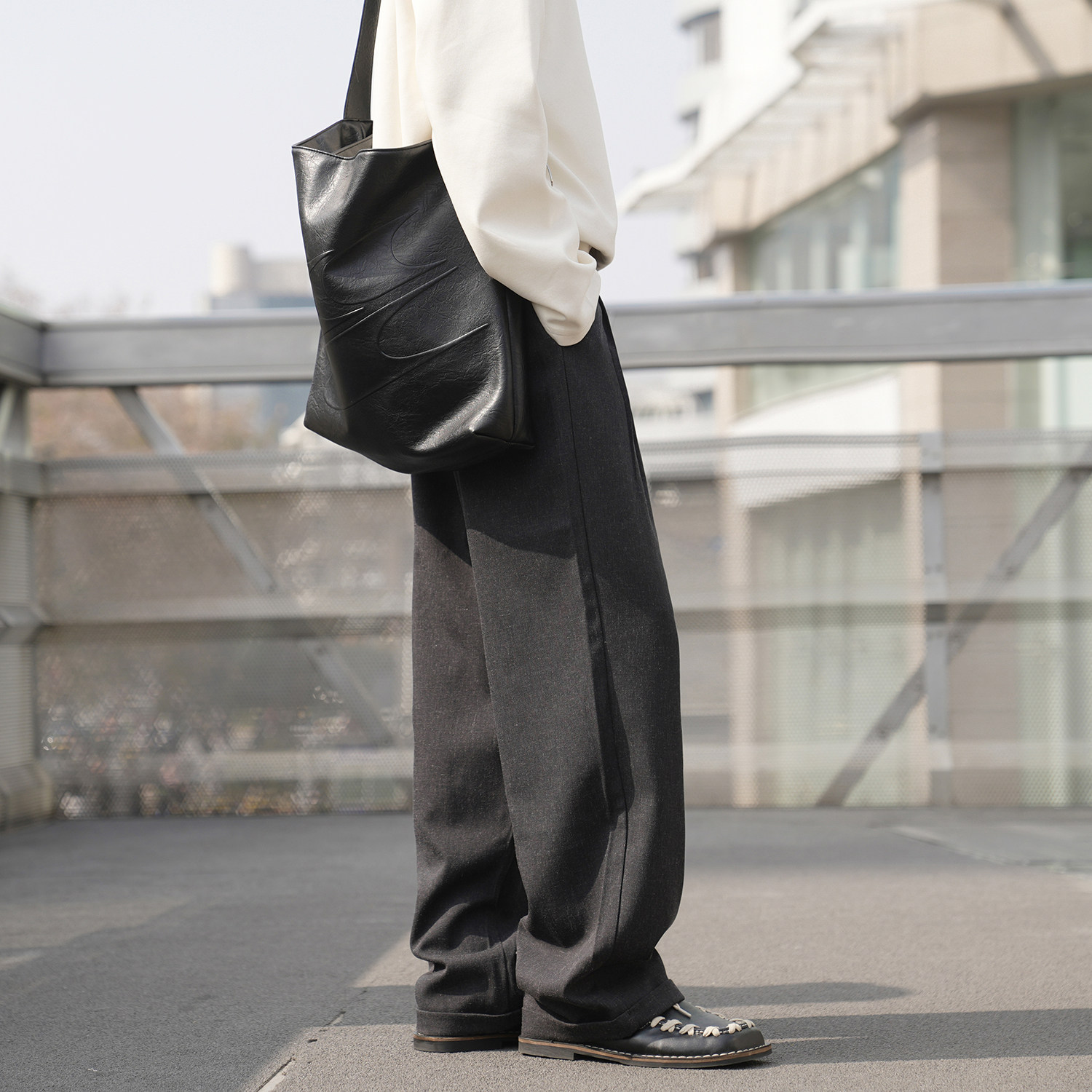 【200g抗皱透气】男装垂感休闲西裤直筒宽松高级百搭通勤长裤春秋