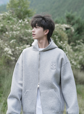 GOGOSOON外套男360g新款春秋卫衣连帽青少年刺绣拉链开衫美式Q