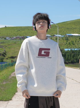 GOGOSOON卫衣男400g新款春秋圆领发泡印花休闲宽松青少年上衣潮Q