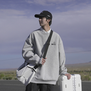 GOGOSOON男装 痞帅高级感潮牌青少年 圆领卫衣无帽内搭上衣春秋新款