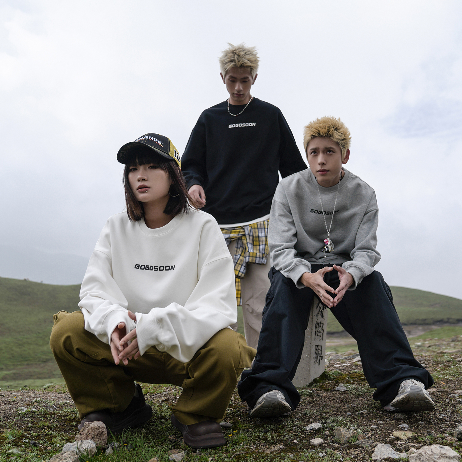 赵让同款GOGOSOON圆领卫衣男新2025春秋无帽长袖美式痞帅青少年感