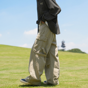 裤 子直筒宽松青少年长裤 男款 春秋卡其色裤 潮 360g新款 GOGOSOON工装