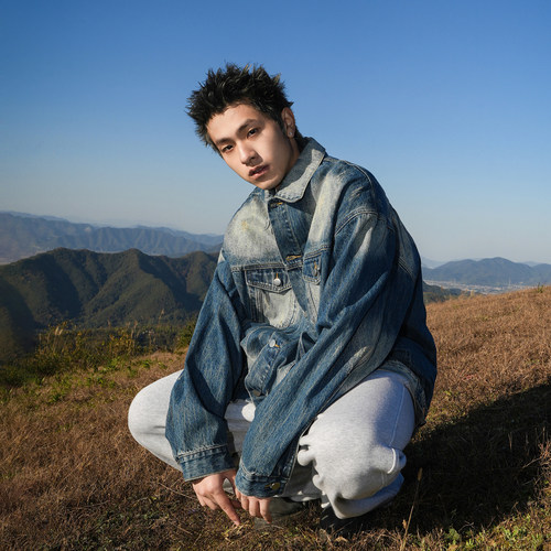 GOGOSOON做旧工装牛仔外套男春秋青少年个性潮流设计宽松翻领夹克