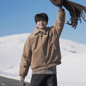 2025冬外套美式 GOGOSOON老钱风 可拆卸羊羔毛翻领棉衣男新款 复古