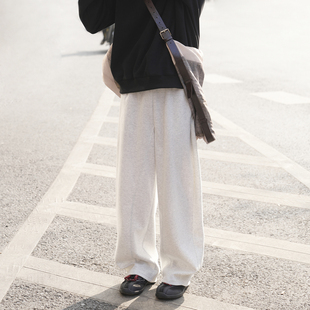 GOGOSOON男装宽松直筒休闲卫裤春秋日系垂感阔腿裤纯色舒适百搭潮