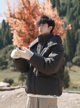 GOGOSOON加厚羽绒服男新2025冬90白鸭绒连帽可拆卸高级保暖外套Q