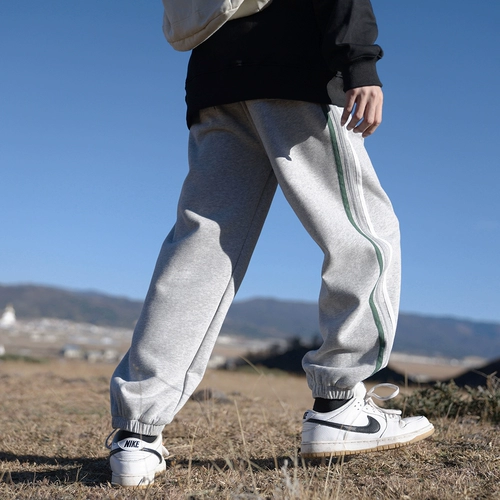 Мужские спортивные спортивные штаны GOGOSOON, вес 340 г, новинка 2025 года, весенне-осенние молодежные брюки с завязками на ногах, красивые полоски по бокам