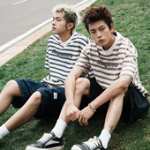 T恤男200g全棉复古做旧印花logo条纹宽松半袖 GOGOSOON夏季 新短袖