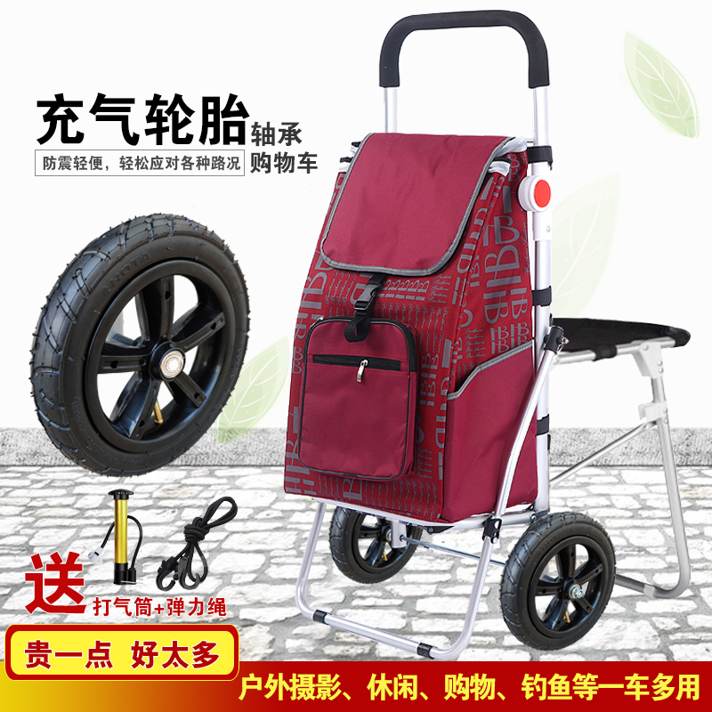 购物车小拉车可坐充气轮小推车