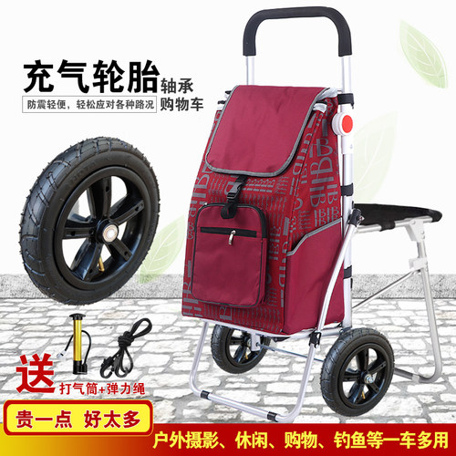 购物车小拉车可坐充气轮小推车
