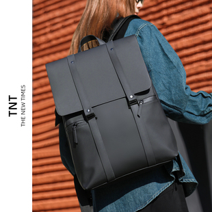 TNT电脑双肩包男皮质新款 旅行商务背包女 户外通勤大容量书包男士