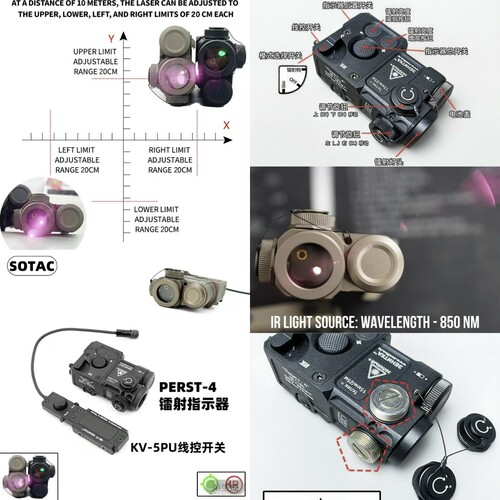 Sotac全金属CNC阳极泽宁特PERST-4镭射指示器绿镭射激光可调节+IR
