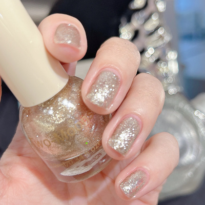 【油性合集】Two moons香槟色珠光细闪指甲油闪闪亮不可撕免烤