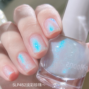 新 SLP452淡彩珍珠Twomoons水性可撕拉指甲油显白 蓝色细闪