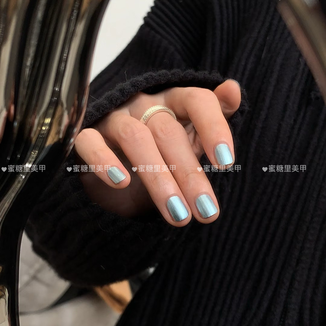 TJ13钛金金属蓝色Twomoons指甲油钛金指甲油免烤持久显白