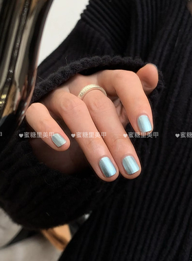 TJ13钛金金属蓝色Twomoons指甲油钛金指甲油免烤持久显白