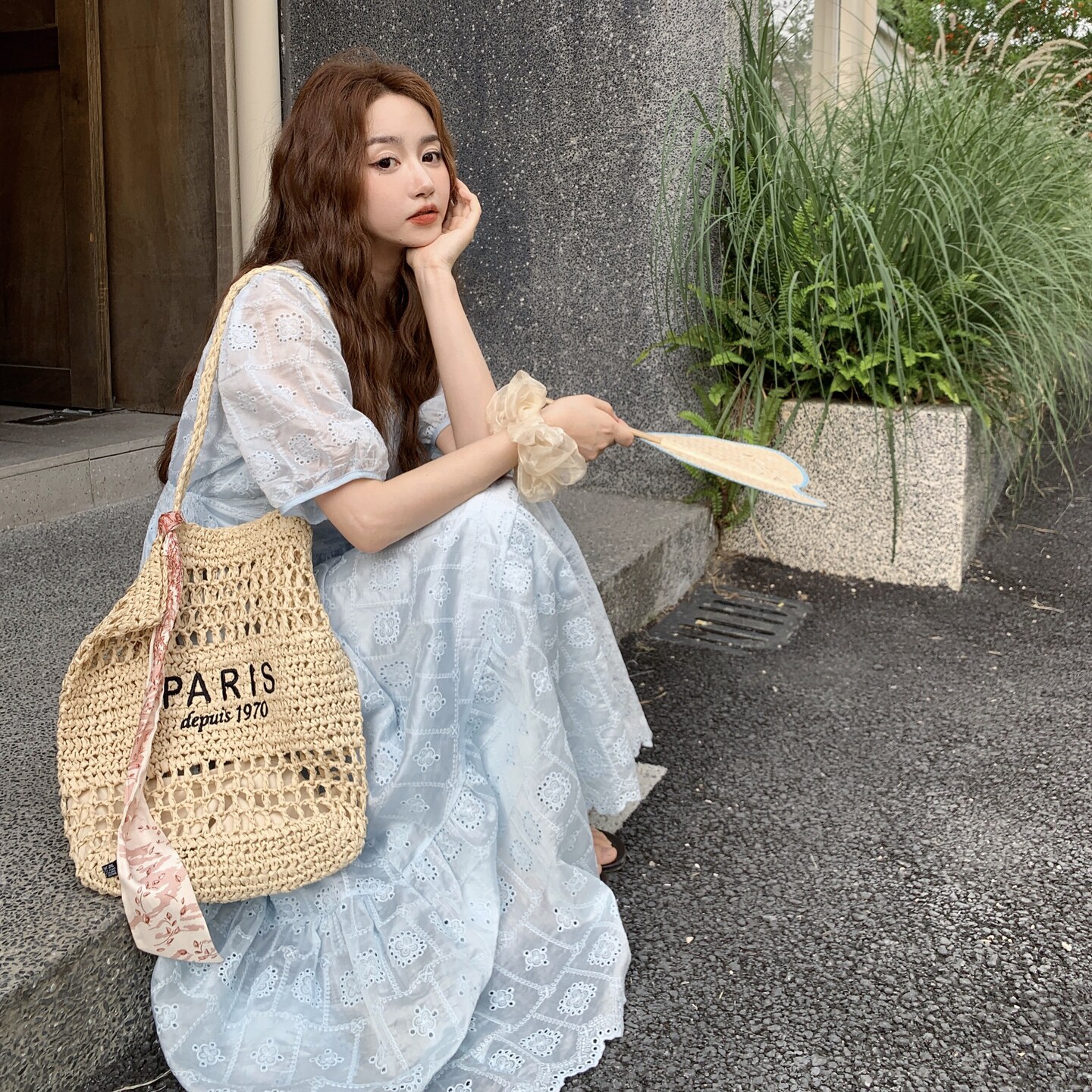 设计感不规则蕾丝罩衫套装女2025夏新款复古气质碎花半身裙两件套,女装连衣裙,西子