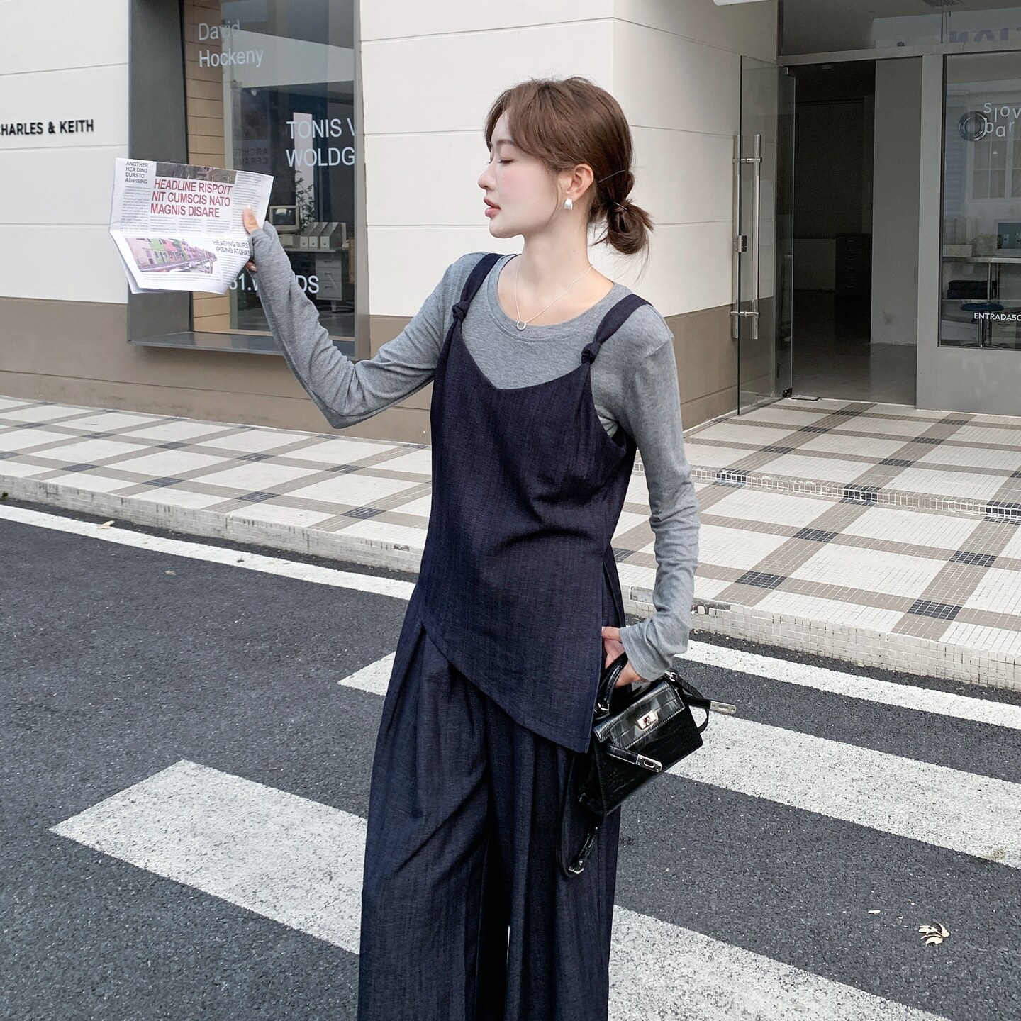 【新款】老钱风针织上衣＋马甲三件套 2C059-8625-P160-K228图片