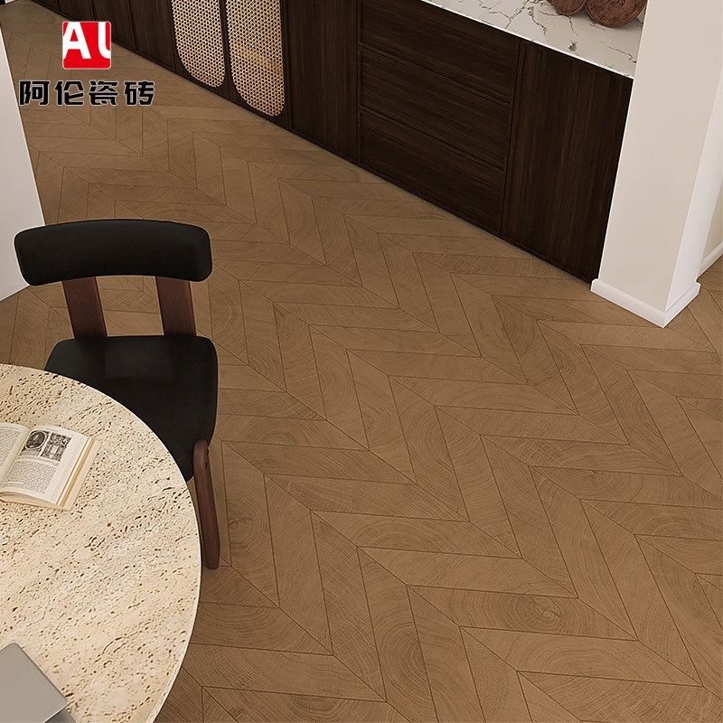 阿伦瓷砖 菱形鱼骨木纹砖卧室客厅仿实木地板砖原木仿古砖全瓷