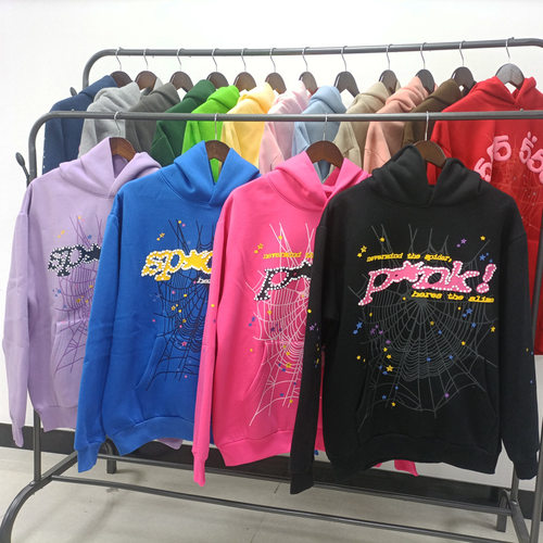 海外原版重磅450G加厚糕绒卫衣连帽衫男发泡印蜘蛛Sp5der hoodies